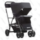 The Joovy Caboose Ultralight Graphite is a great option for those with a baby and a toddler or older. While your youngest cruises along in front, your oldest can stand or be seated in the back—they’ll love the ability to hop on and off as they please.